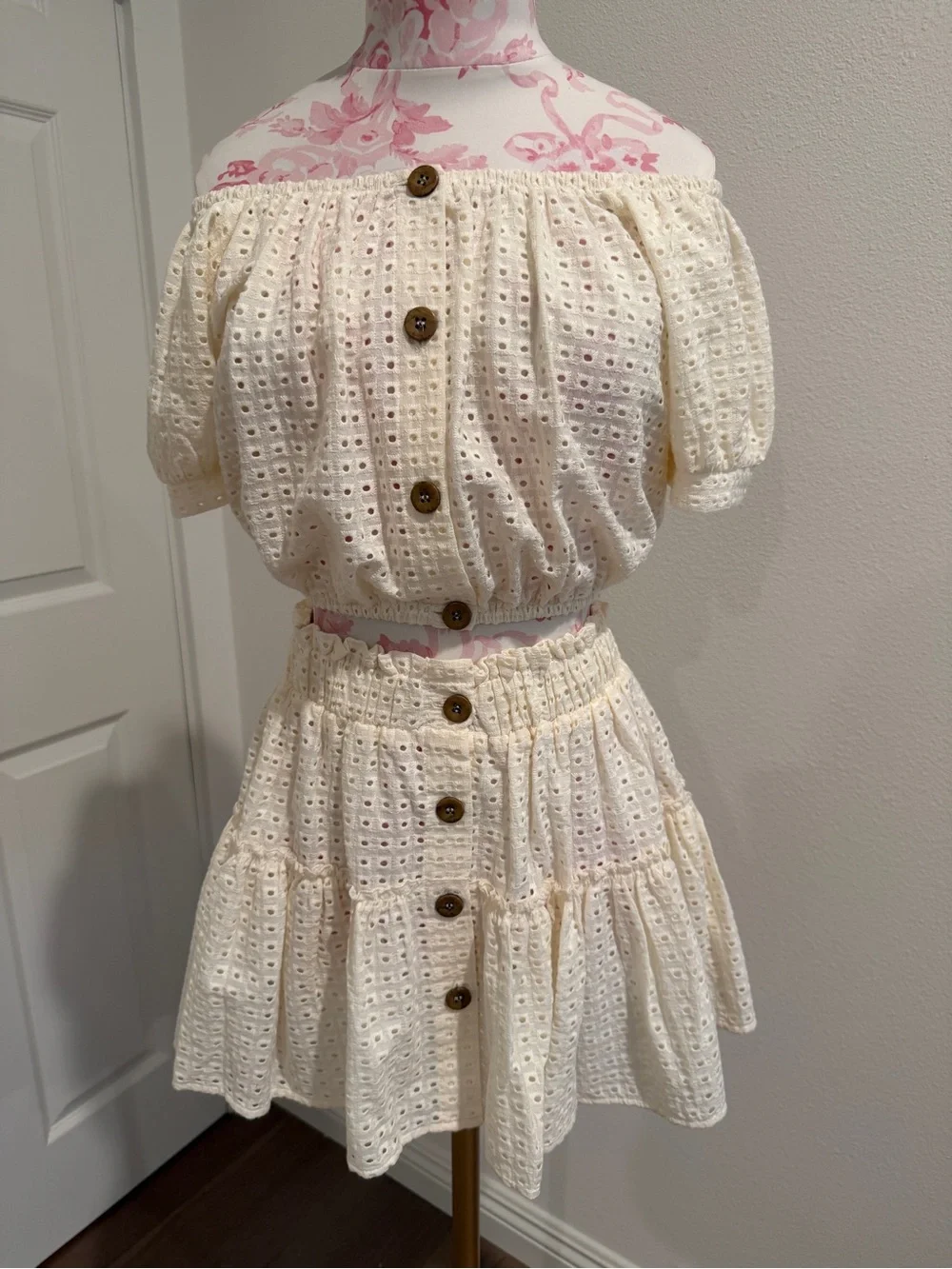 Eberjey Cream Eyelet Skirt